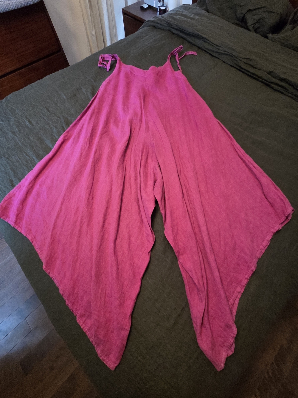 Women's Italian Linen Fuchsia Wide-Leg Jumpsuit